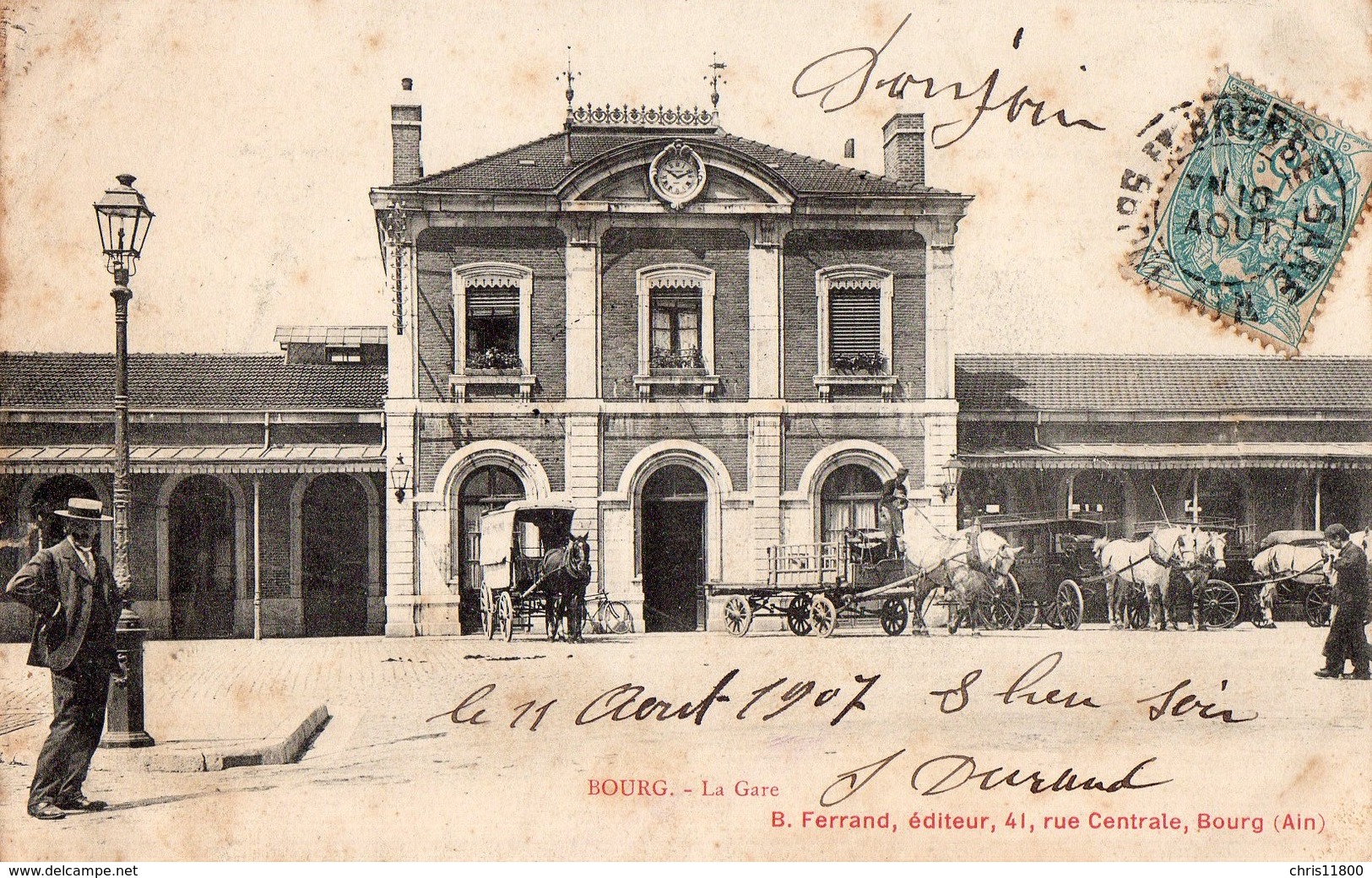 CPA - 01 - BOURG - La Gare -  B. Ferrand, Edit. à Bourg -  Circulée En 1907 - Sin Clasificación