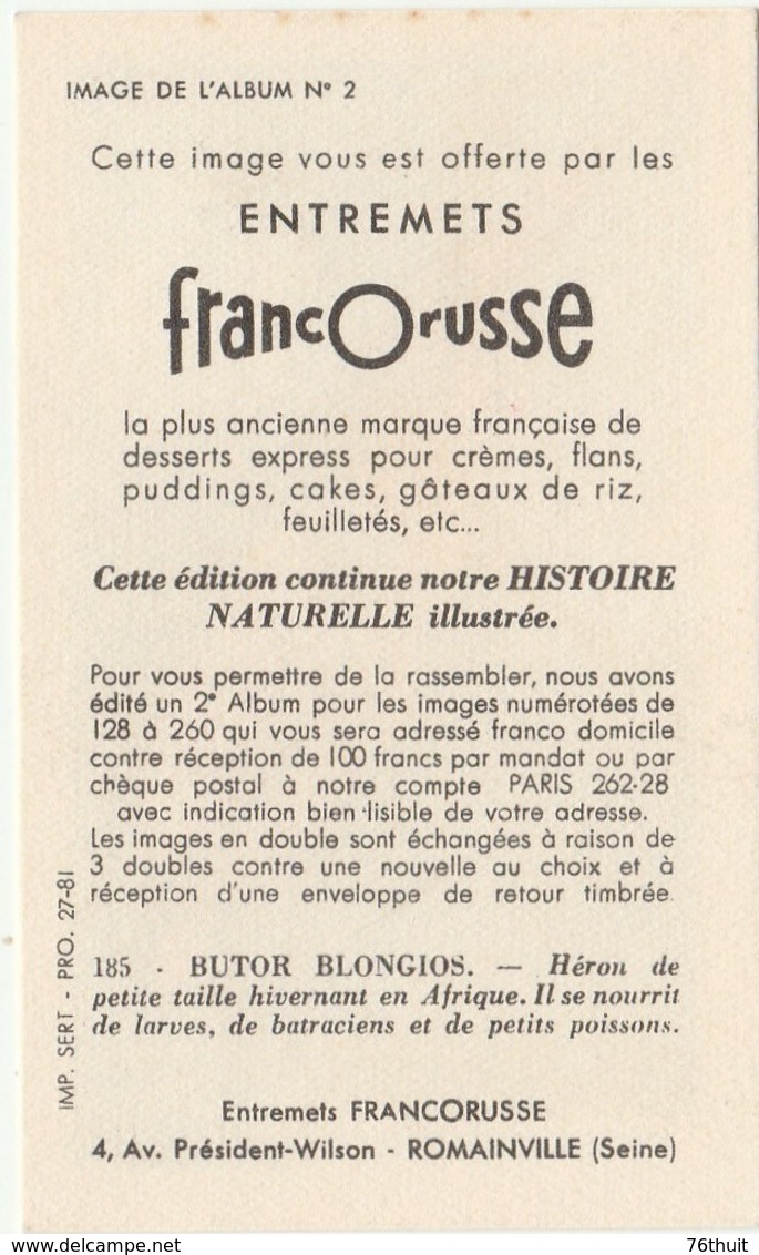 Entremets FRANCORUSSE - Album N° 2 - Image N° 185  - BUTOR BLONGIOS - Other & Unclassified