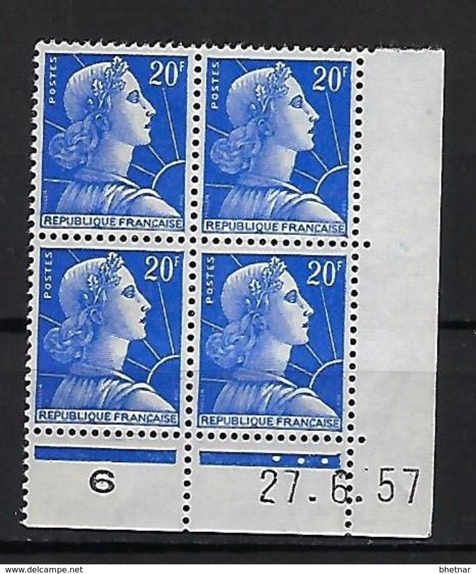 FR Coins Datés YT 1011B " Marianne De Muller 20F Bleu " Neuf** Du 27.6.57 - 1950-1959