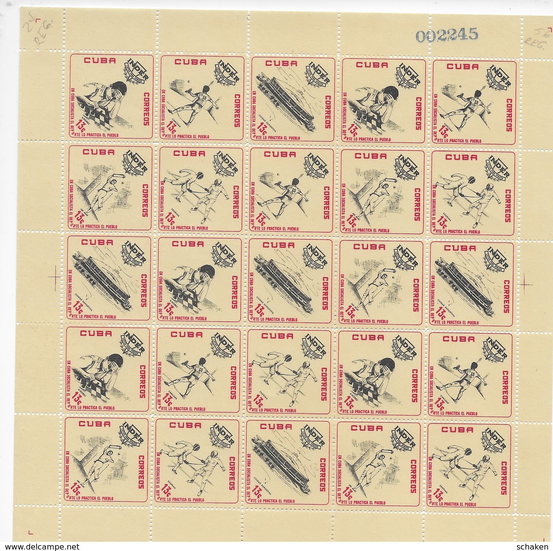 Cuba 1962; Ajedrez Chess 6x Full Sheet INDER ; Very Rare On Full Sheets - Cartas & Documentos