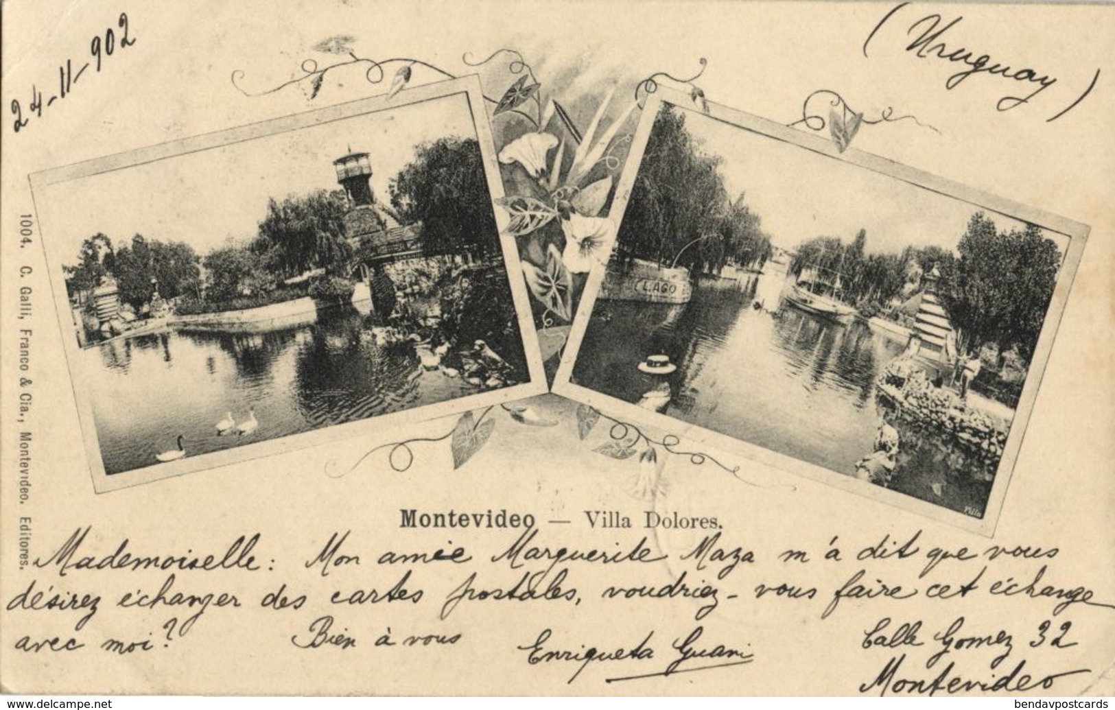 Uruguay, MONTEVIDEO, Villa Dolares (1902) Postcard - Uruguay