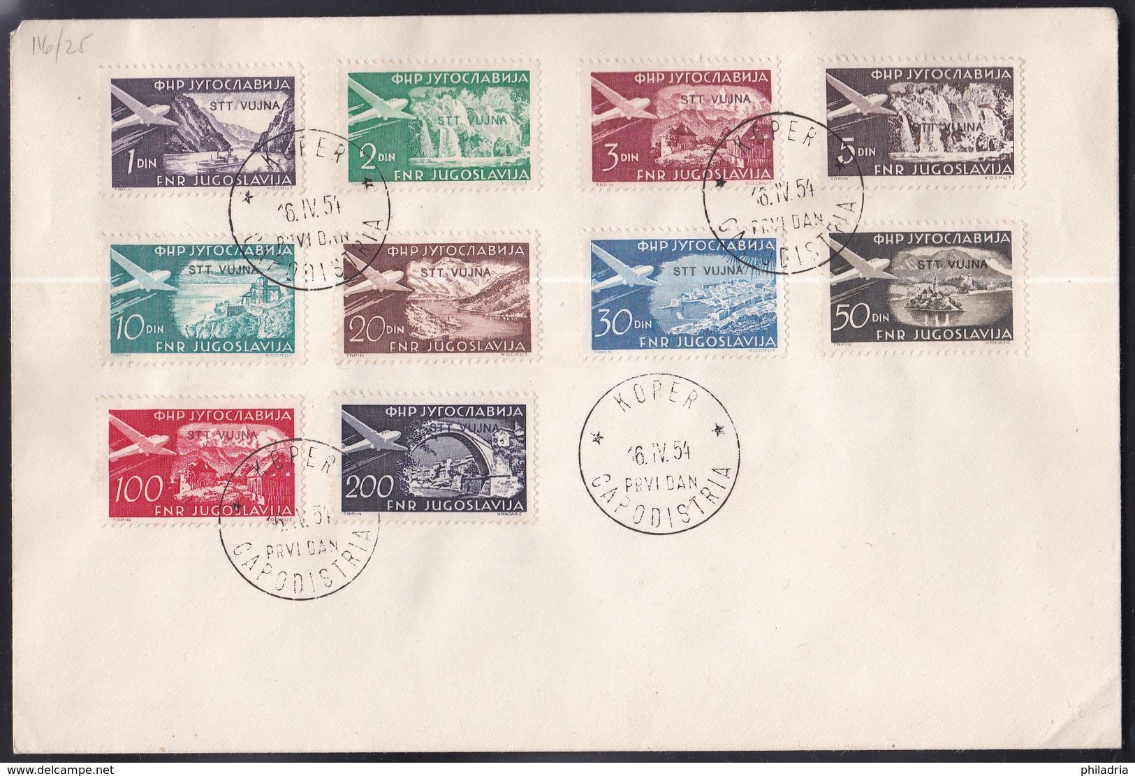 Triest B, Airmail 1954, FDC - Marcofilie