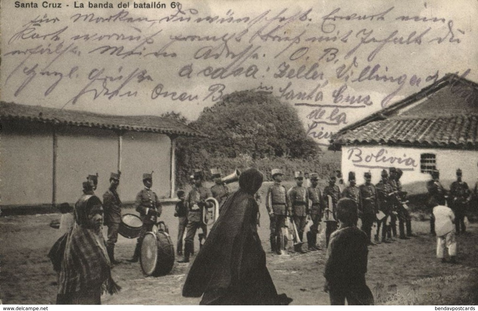 Bolivia, SANTA CRUZ, La Banda Del Batallón 6°, Military Music Band 1912 Postcard - Bolivia