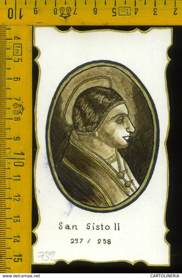 Santino Dipinto A Mano Papa San Sisto II - Santini