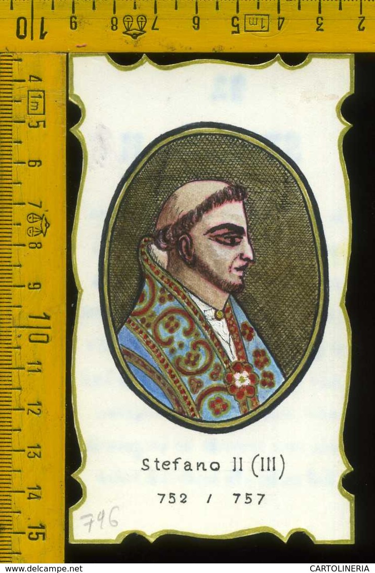 Santino Dipinto A Mano Papa Stefano II  (III) - Images Religieuses