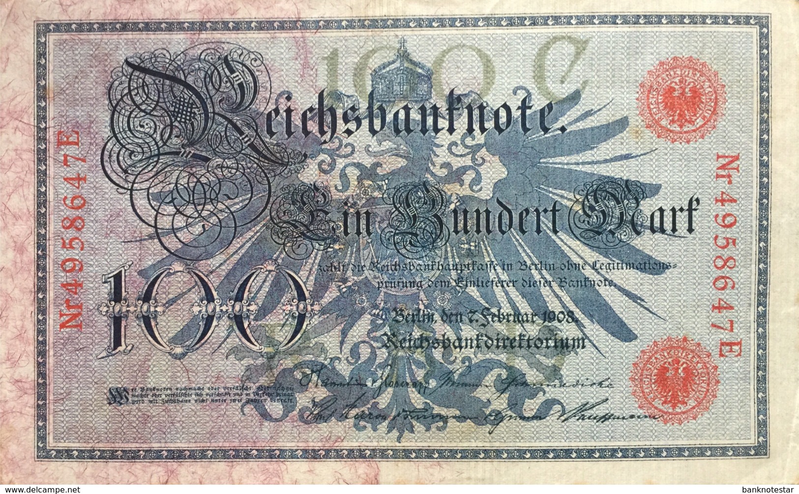 Germany 100 Mark, DEU31b/Ro.33b (1908) - II/EF - 100 Mark