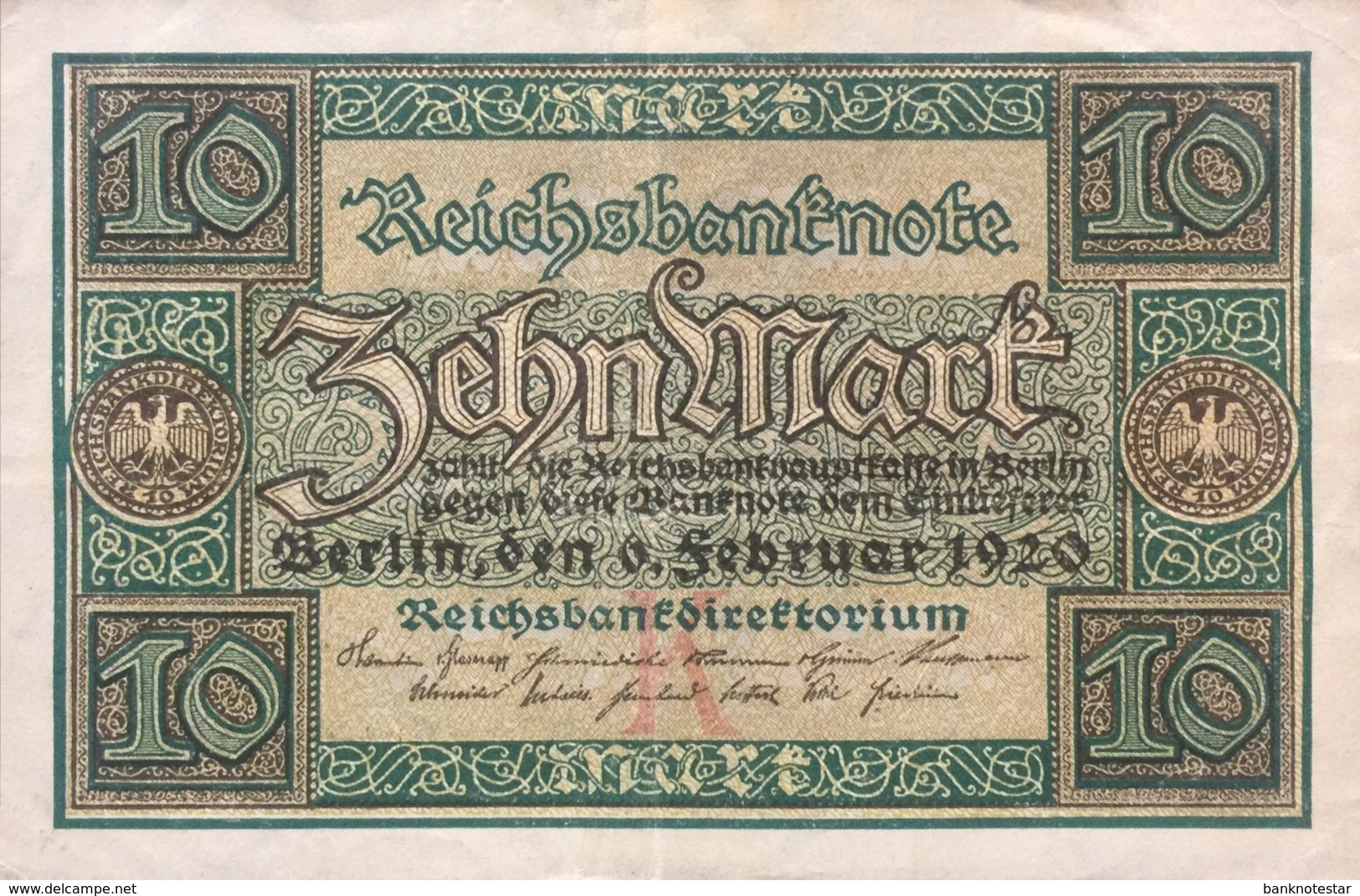 Germany 10 Mark, DEU-73b/Ro.63b (1920) - II/EF - 10 Mark