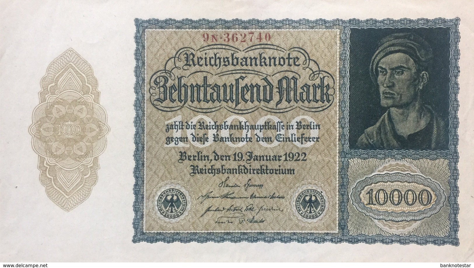 Germany 10.000 Mark, DEU-78c/Ro.69c (1922) - EF/XF - 10.000 Mark