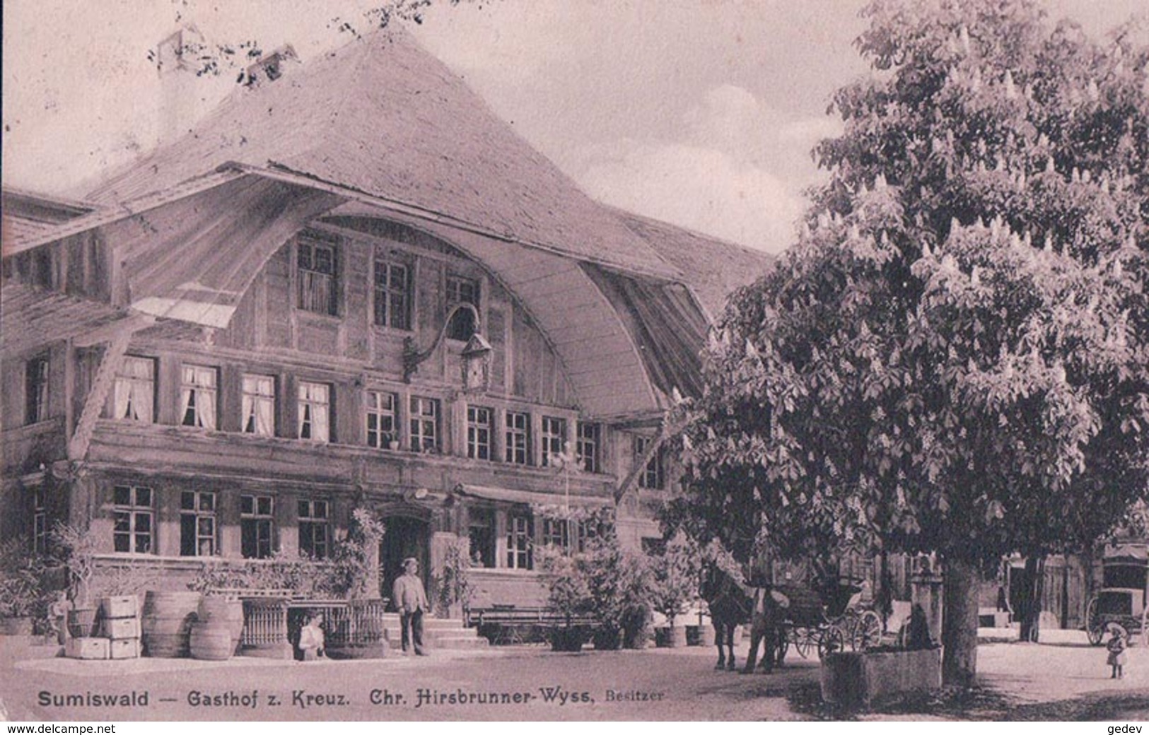 Sumiswald BE, Gasthof Zum Kreuz, Chr. Hirsbrunner-Wyss Besitzer, Attelage (25.8.13) - Sumiswald