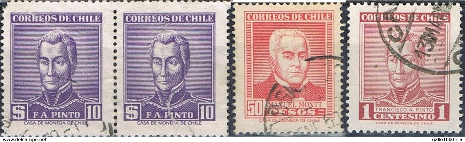 1956/59 - CILE / CHILE - PERSONAGGI FAMOSI / CELEBRITIES. USATO/USED - Cile