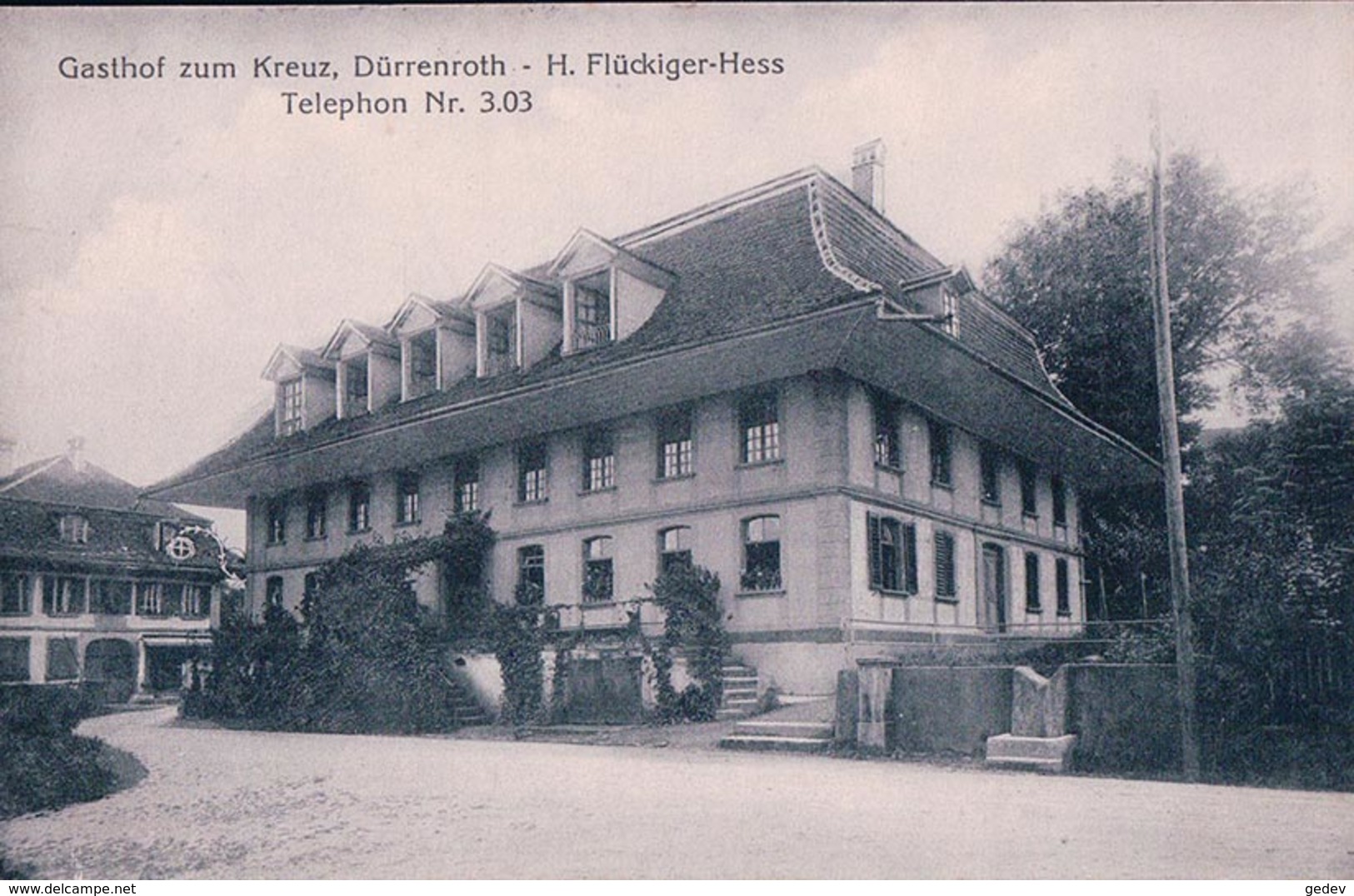 Dürrenroth Emmental BE, Gasthof Zum Kreuz, H. Flückiger-Hess (10.1.1918) - Dürrenroth