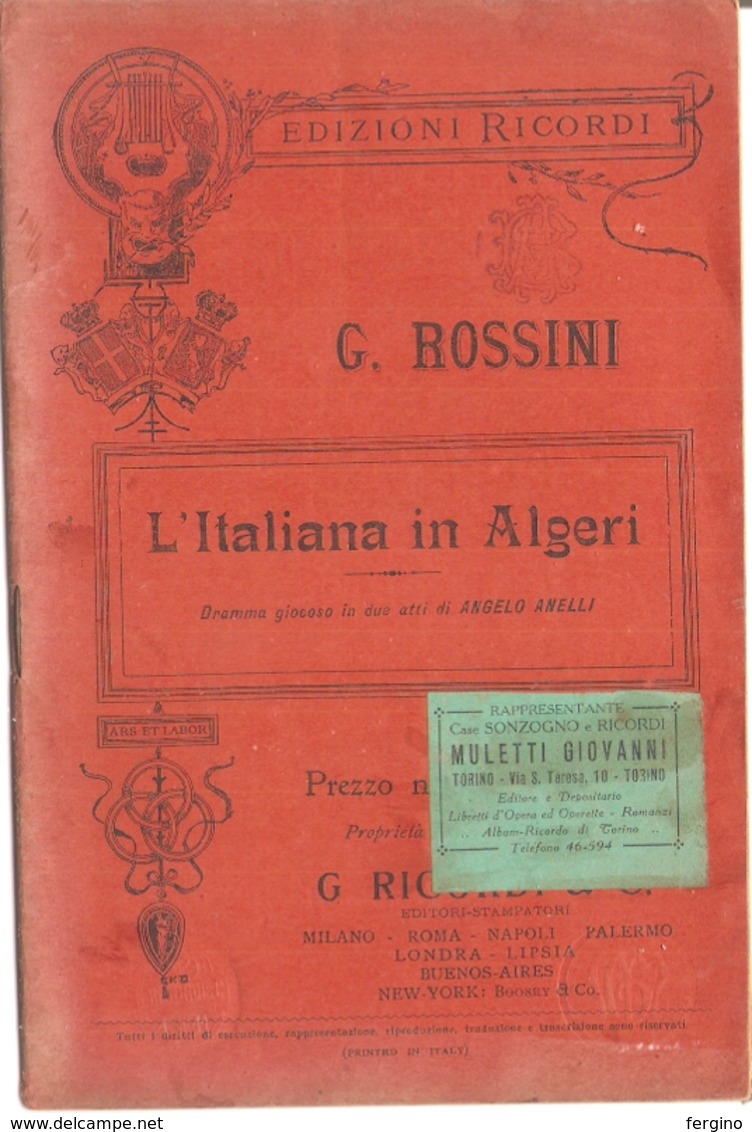 G.ROSSINI - L'ITALIANA IN ALGERI -LIBRETTO D'OPERA - Cinema & Music