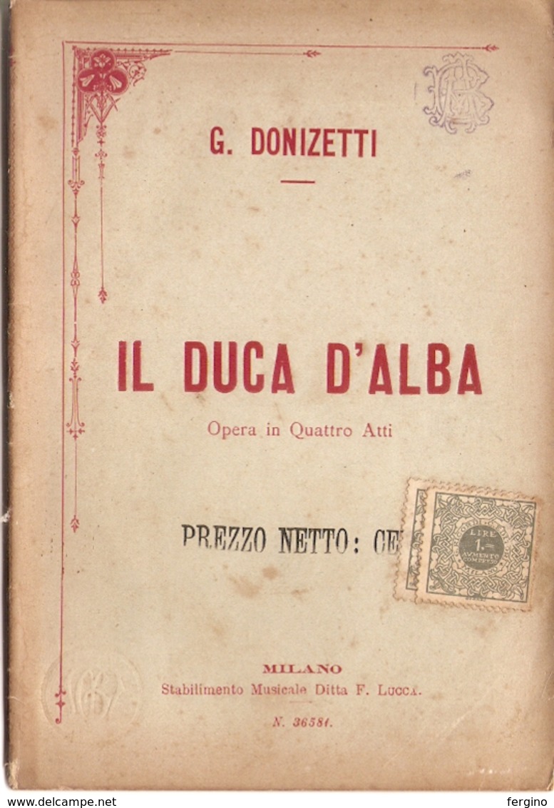 G. DONIZETTI - IL DUCA D'ALBA - LIBRETTO D'OPERA - Cinema & Music