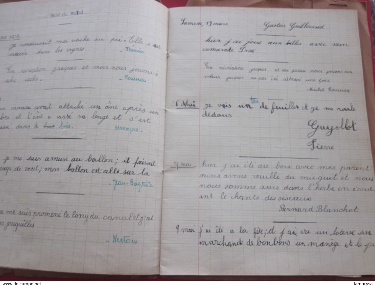 1937 CAHIER ÉCOLE"JOURNAL DE CLASSE+PROTÈGE CAHIER+BUVARD ECRIT PORTE PLUME ENCRE PAR TOUS LES ÉLÈVES  ILLUSTRÉ DESSINS