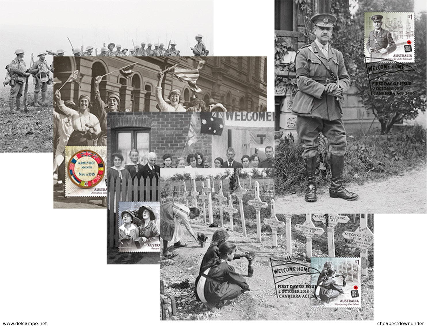 Australia 2018 Maximum Maxi Cards - Centenary Of WWI: 1918 - Lettres & Documents