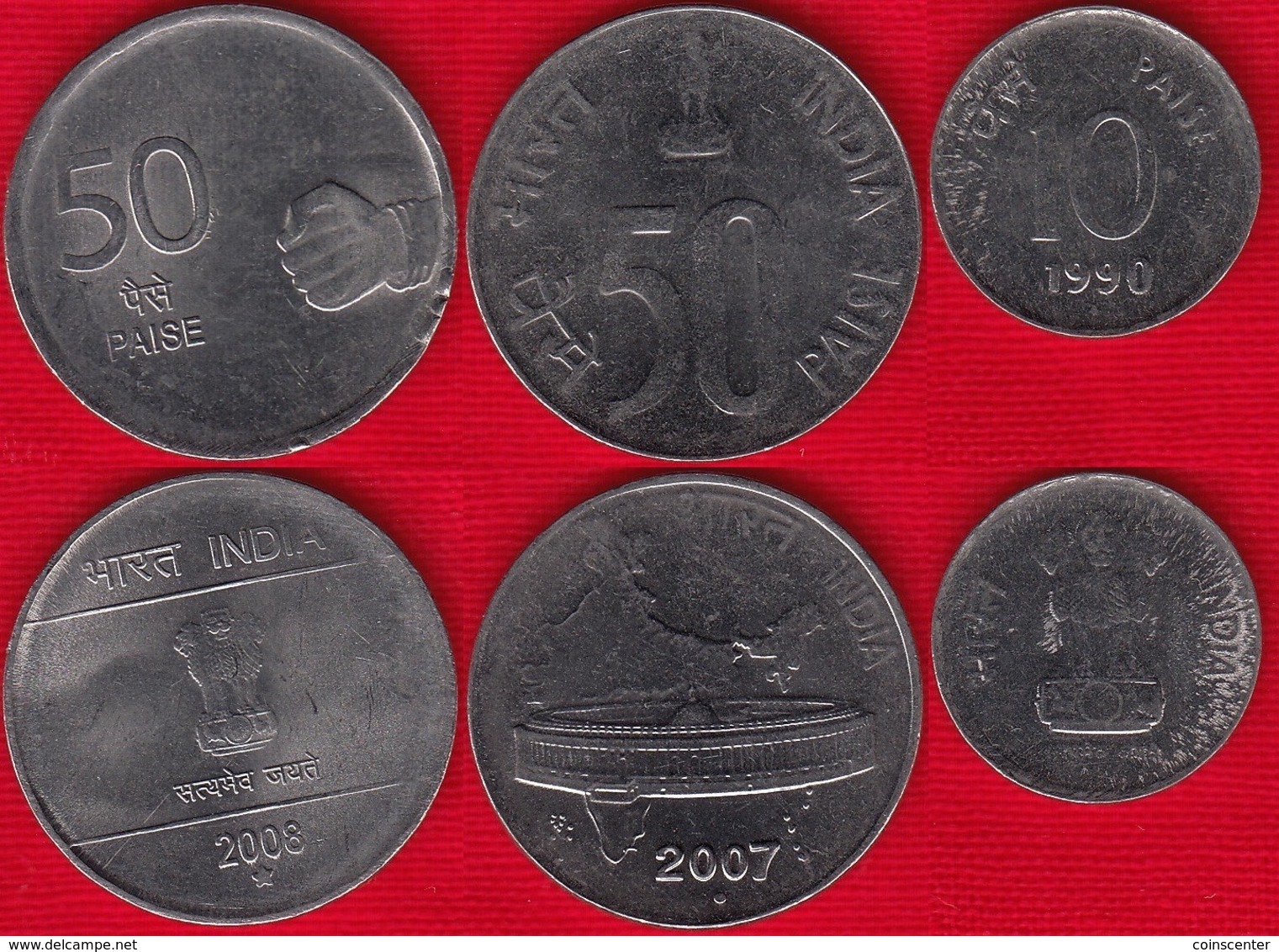 India Set Of 3 Coins: 10 - 50 Paise 1990-2008 - India