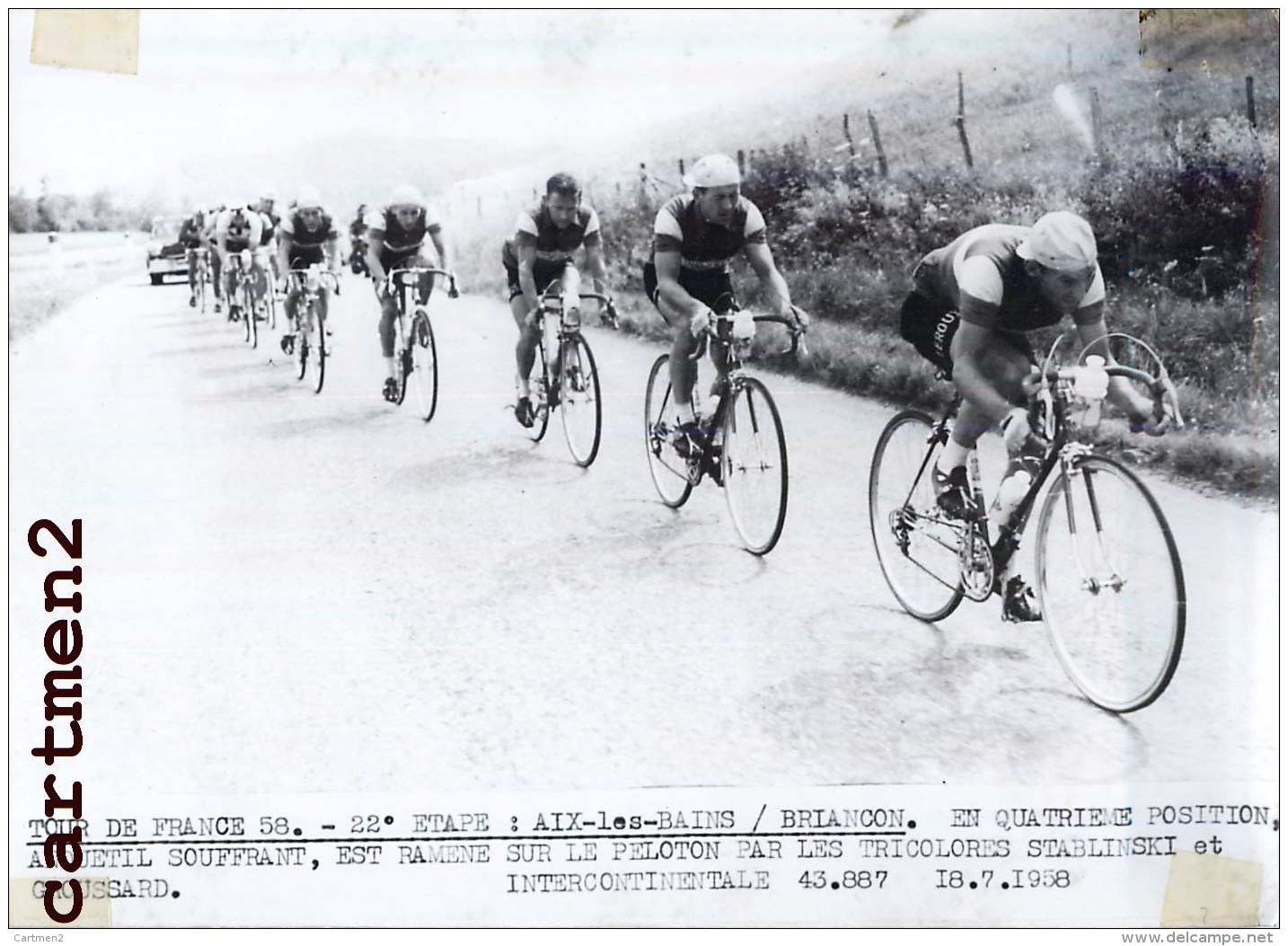 TOUR DE FRANCE 1958 AIX LES BAINS BRIANCON ANQUETIL STABLINSKI GROUSSARD CYCLISME VELO - Sports