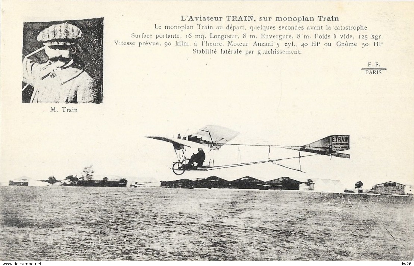 Aéroplane: L'Aviateur Train (en Médaillon) Sur Monoplan Tran Avant La Catastrophe D'Issy Les Moulineaux En 1911 - ....-1914: Précurseurs