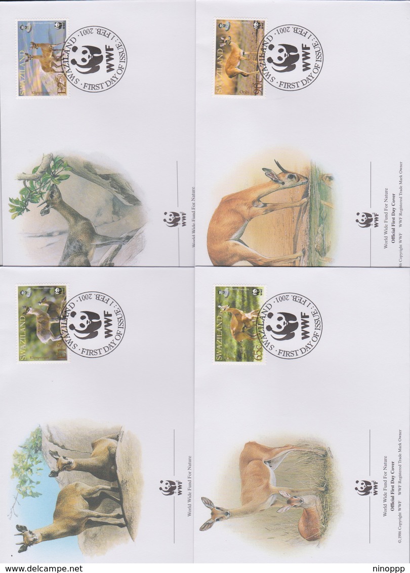 World Wide Fund For Nature 2001 Swaziland Ouribia ,Set 4 Official First Day Covers - FDC