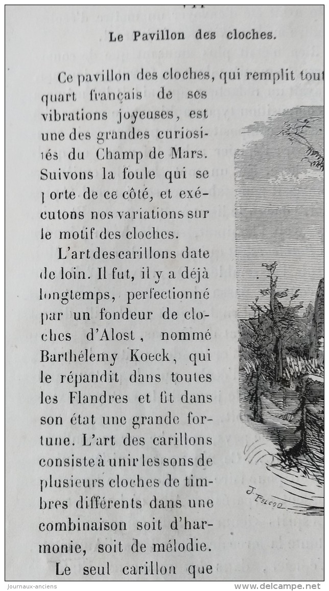 1867  L'EXPOSITION DE 1867 - LE PAVILLON DES CLOCHES - 1850 - 1899