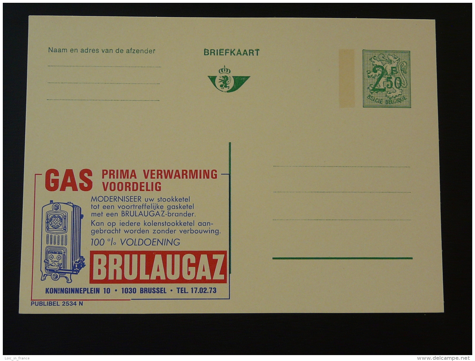 Publibel 2534 Chauffage Au Gaz Gas Entier Postal Stationery Card Belgique - Gaz