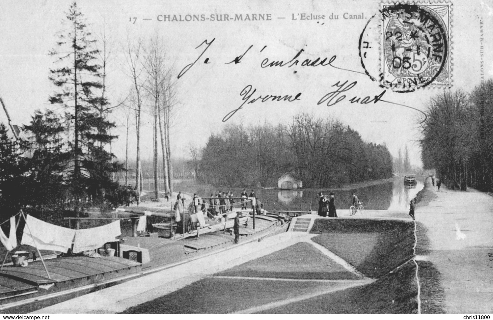 CPA Batellerie - 51 - CHALONS-SUR-MARNE - L'Ecluse Du Canal - Péniche Dans L'écluse - Batelier - Edit. Debar - Châlons-sur-Marne