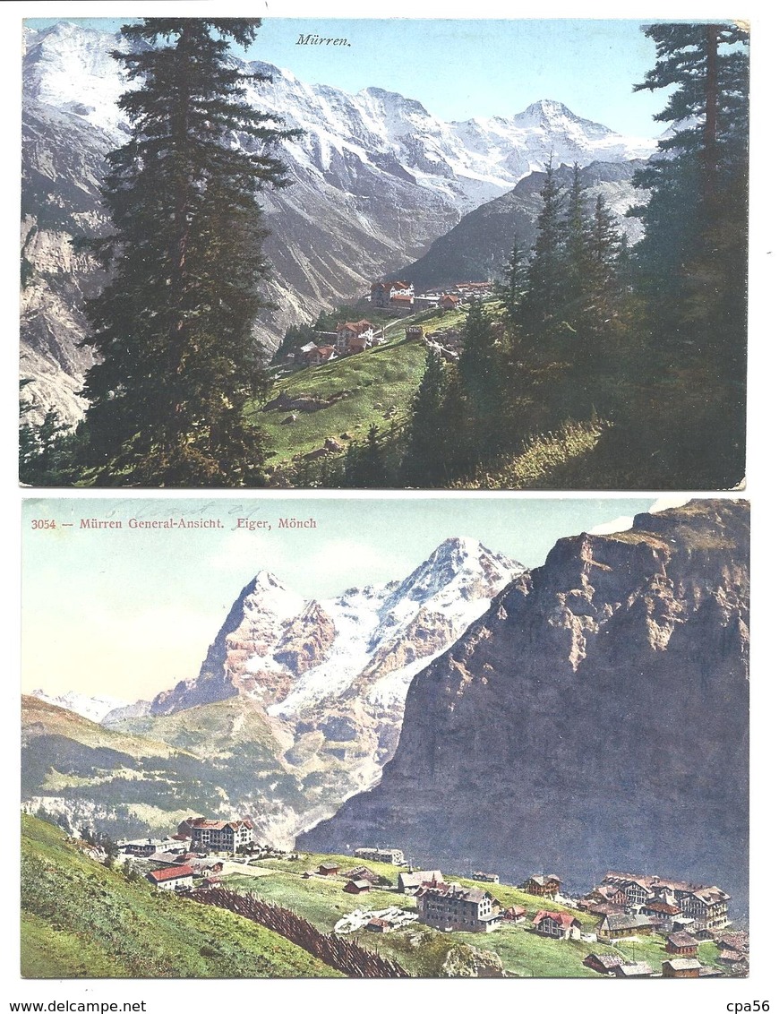 2 Cartes Anciennes - MÜRREN - Colorisées (1909) - Vente Directe X - Mürren