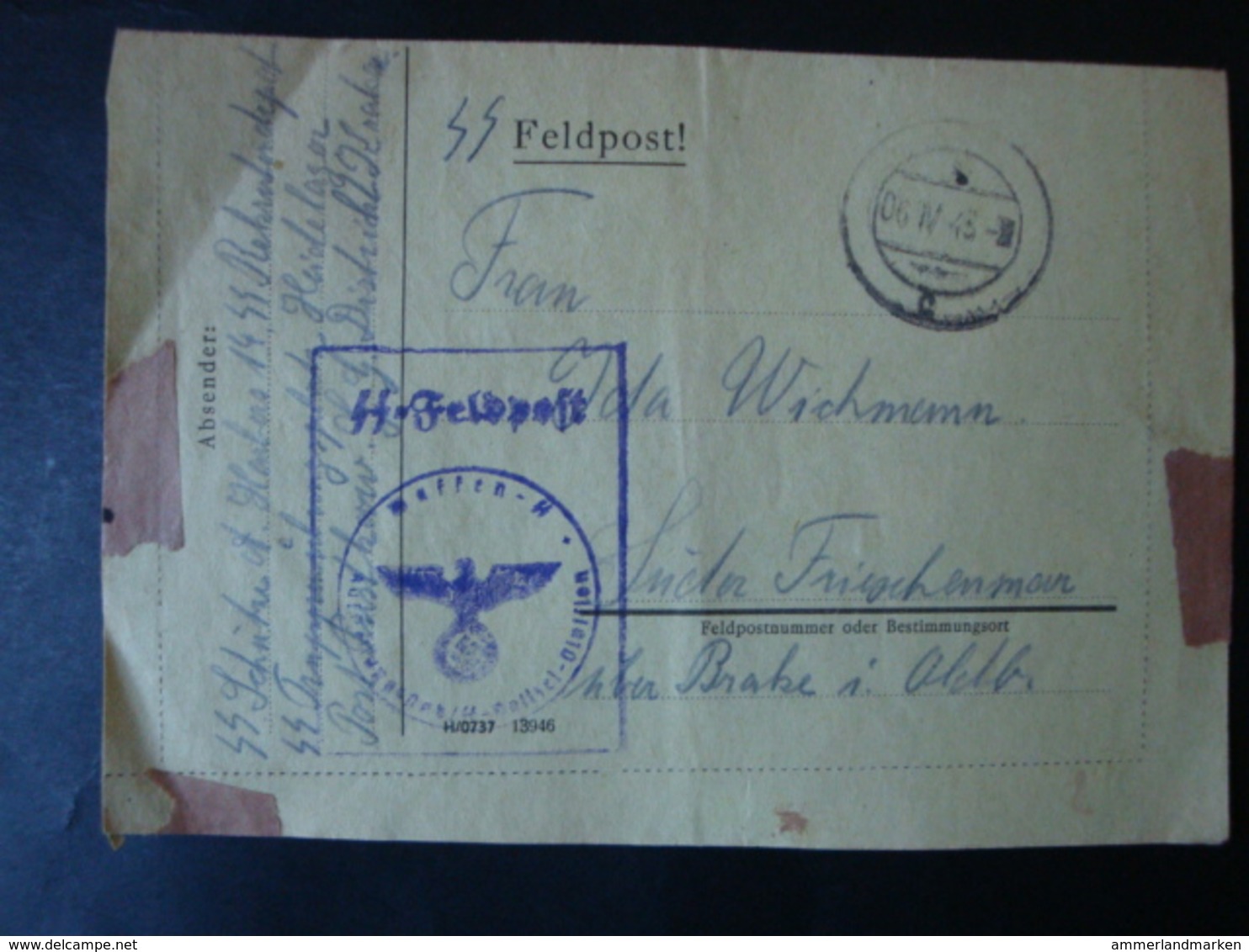 Feldpostbrief Waffen SS, SS Rekrutendepot, SS Truppenübungsplatz Heidelager, Gelaufen 1943 !! - Lettres & Documents