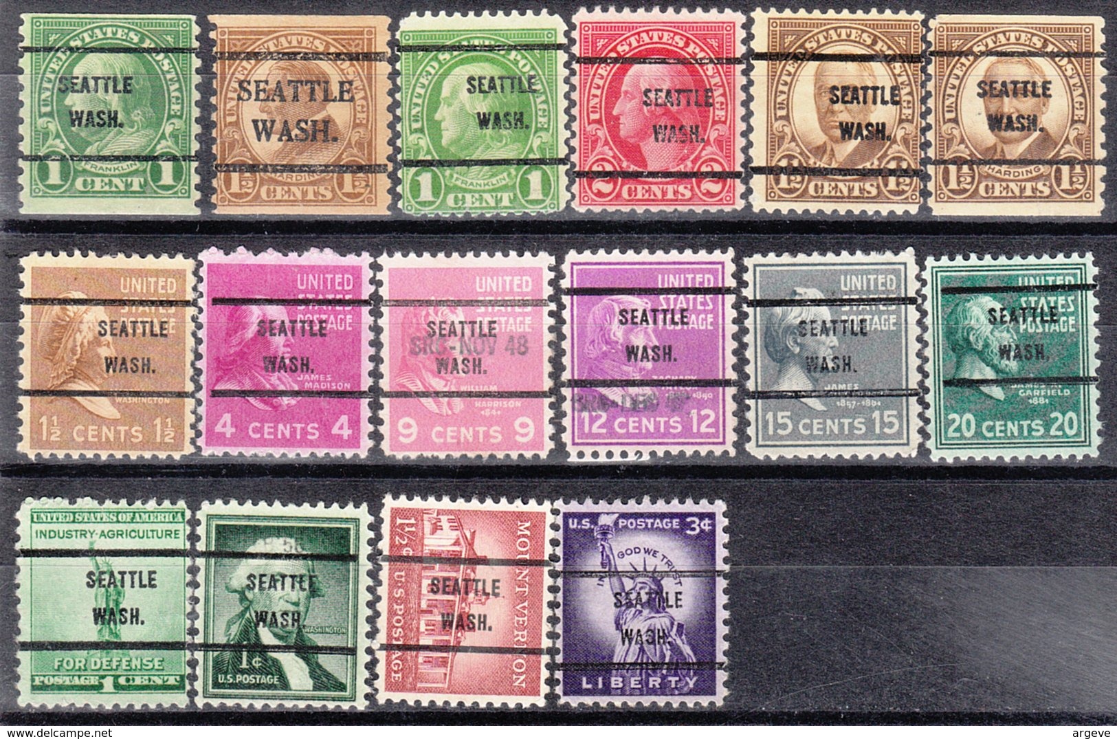 USA Precancel Vorausentwertung Preo, Bureau Washington, Seattle 16 Diff. - Precancels