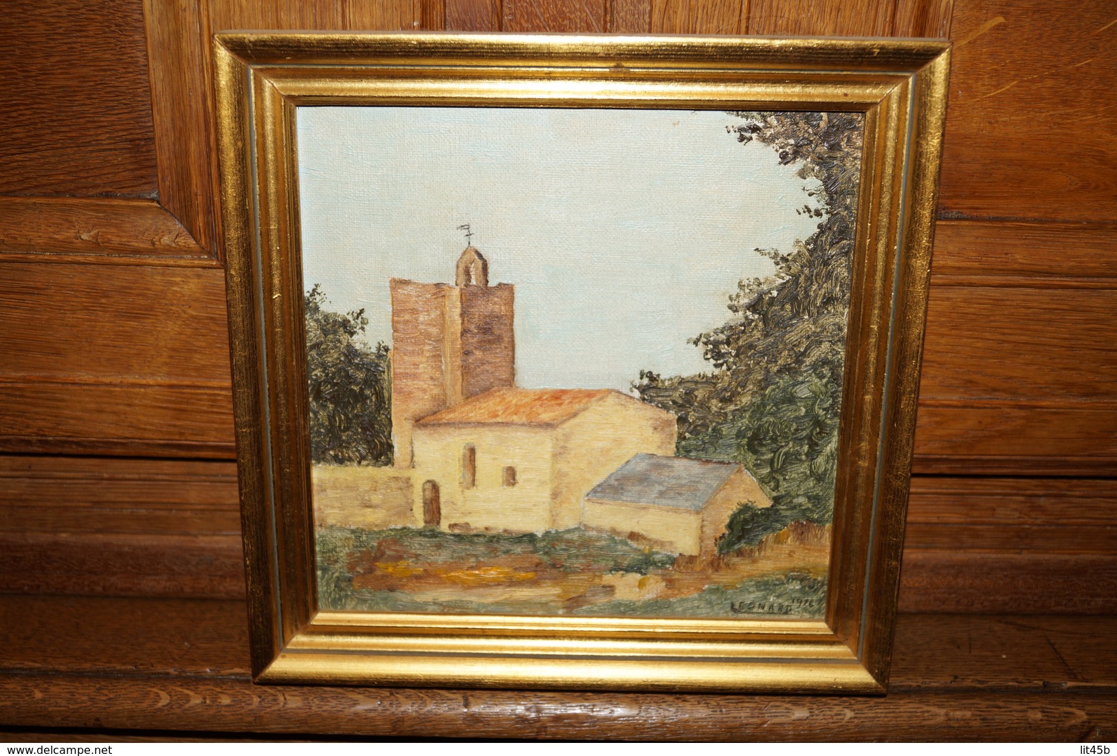 Très Belle Huile Sur Toile Signé Léonard Pol,Messancy,église De Val,dimensions 23 Cm. Sur 23 Cm. - Huiles