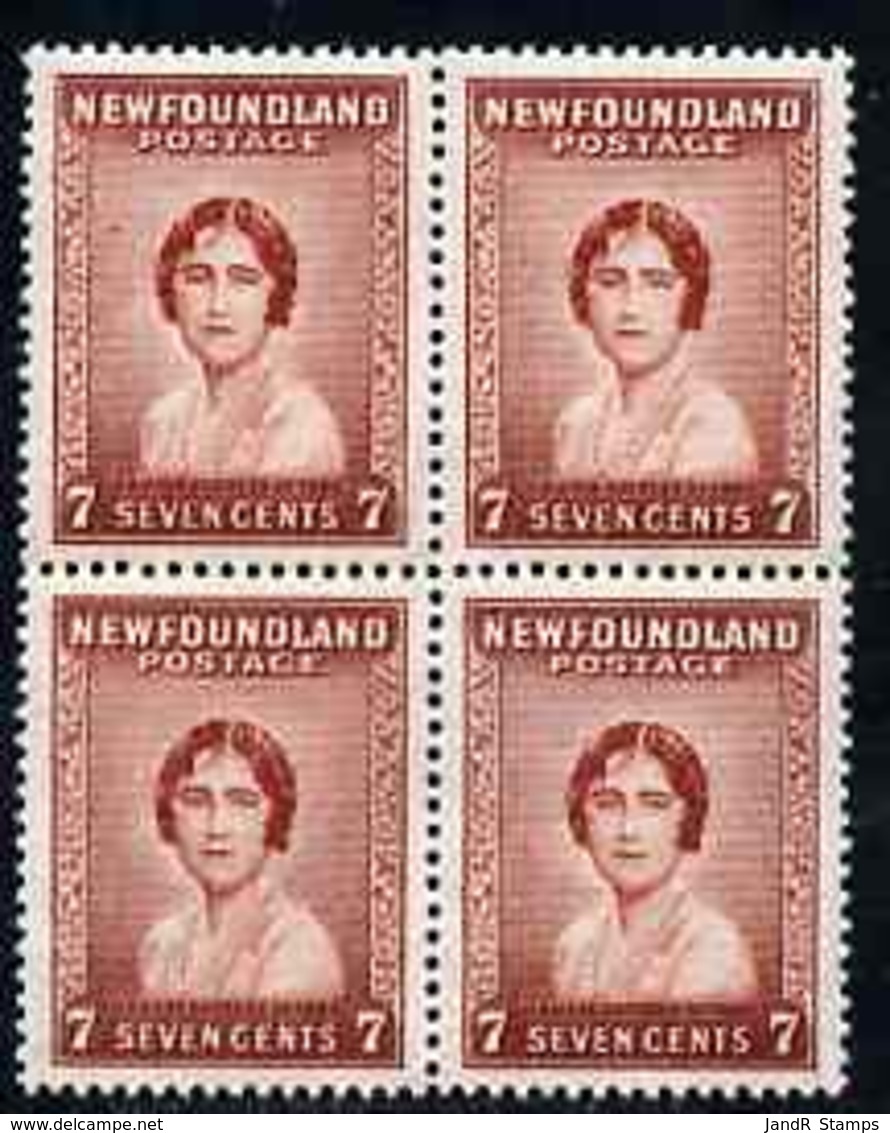 Newfoundland 1932-38 Queen Mother 7c Block Of 4 Mnh SG 226 ROYALTY - 1908-1947