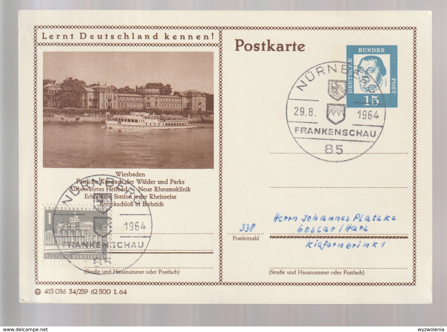 B 752) BRD 1964 Stempel 85 Nürnberg, Frankenschau Wappen (BiPo Wiesbaden, Rhein) - Sonstige & Ohne Zuordnung