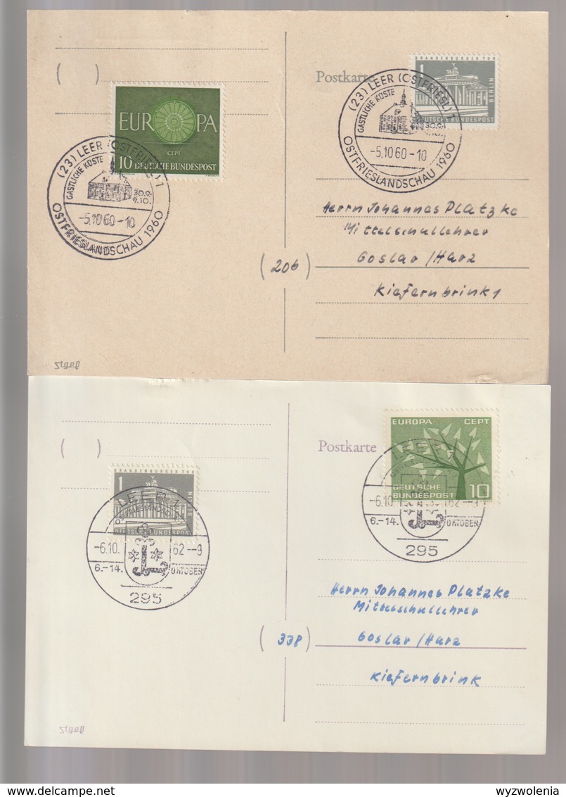 B 751) BRD 1960/1962,  2 Stempel (23) Leer: Ostfriesland Schau, Gastliche Küste - Sonstige & Ohne Zuordnung