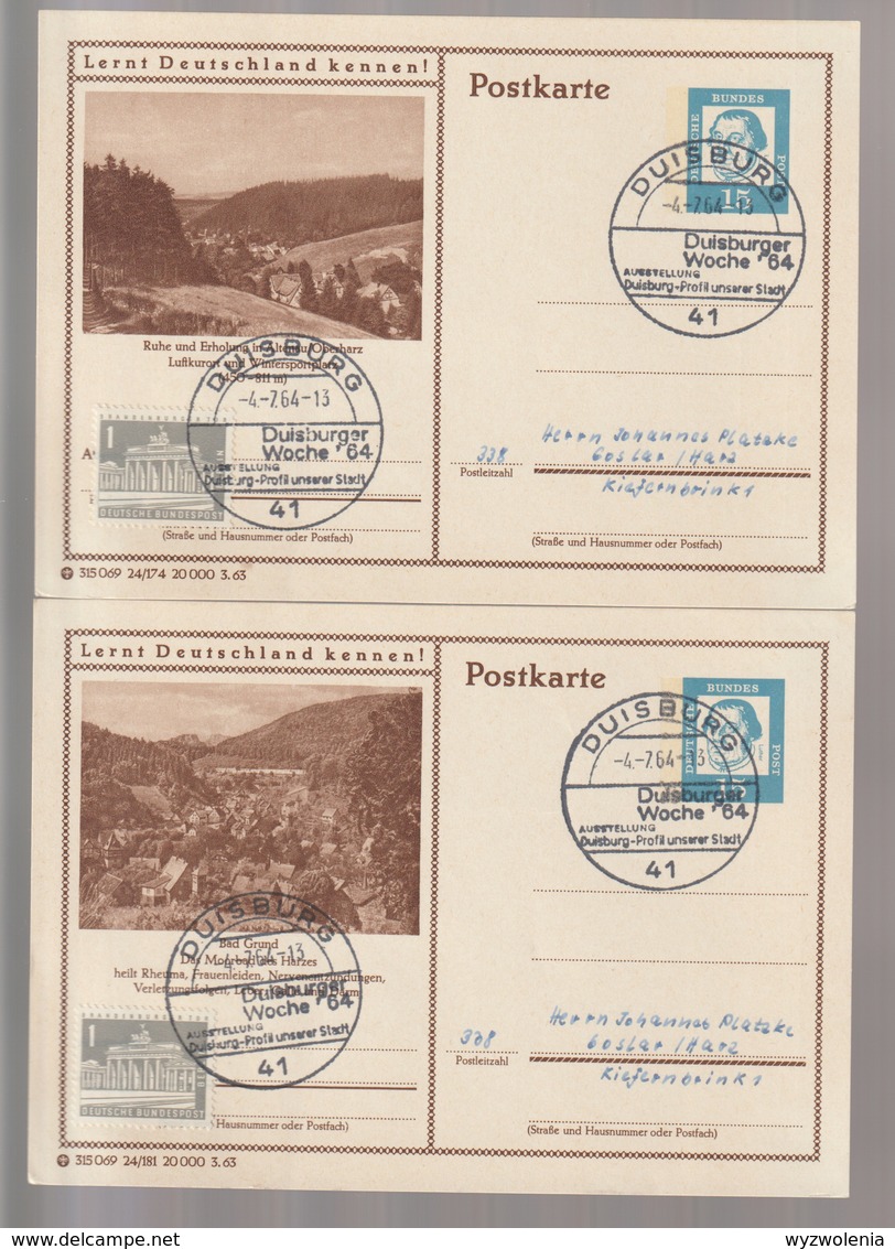 B 749) BRD 1964, 2 Stempel 41 Duisburg Profil Unserer Stadt Duisburger Woche '64 (auf BiPo Harz) - Sonstige & Ohne Zuordnung