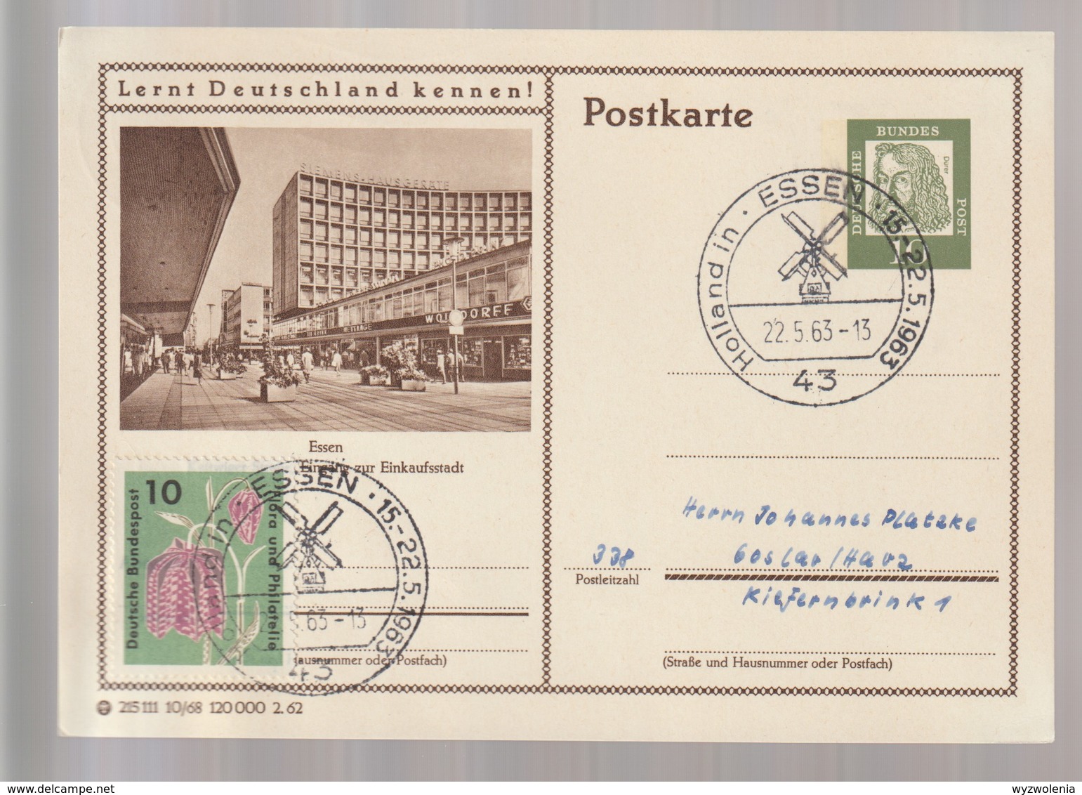 B 746) BRD 1963 Stempel 43 Holland In ESSEN Mühle, Passende BiPo Einkaufsstadt - Sonstige & Ohne Zuordnung