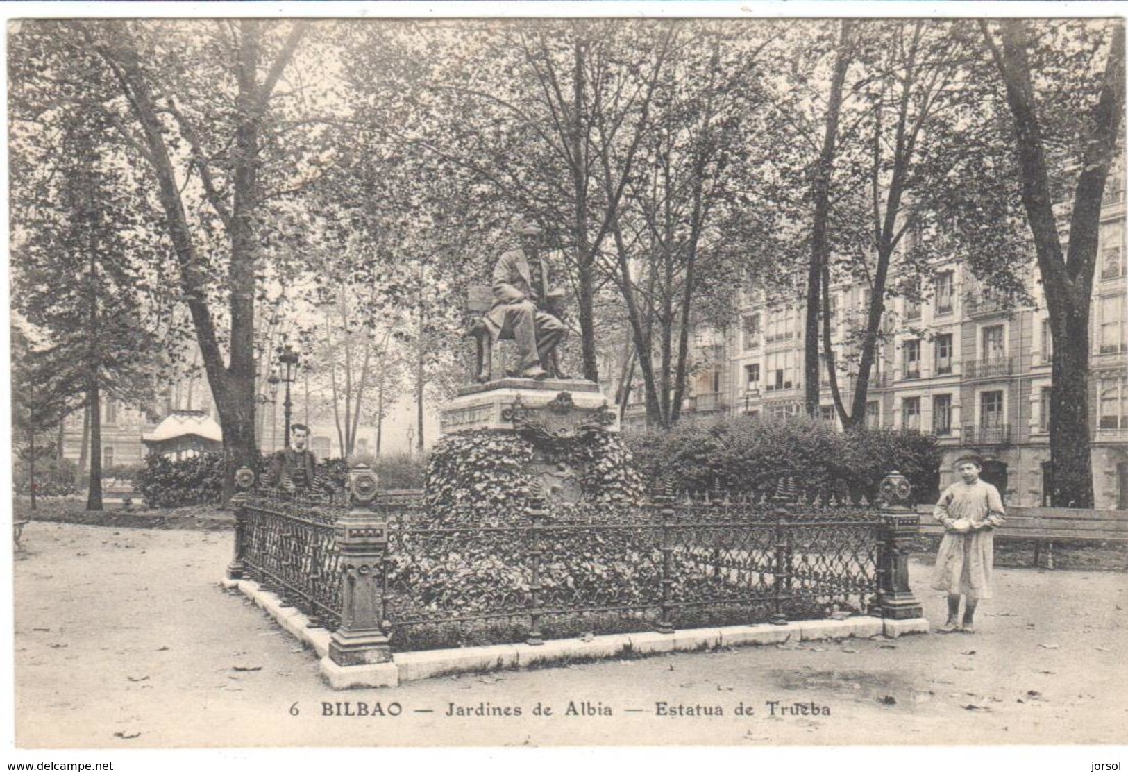 POSTAL   BILBAO  -PAIS VASCO  -JARDINES DE ALBIA-ESTATUA DE TRUEBA - Vizcaya (Bilbao)