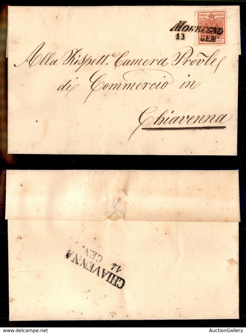 ANTICHI STATI - LOMBARDO VENETO - Morbegno (P.ti 5) - 15 Cent (6) - Lettera Per Chiavenna Del 14.1.53 - Autres & Non Classés