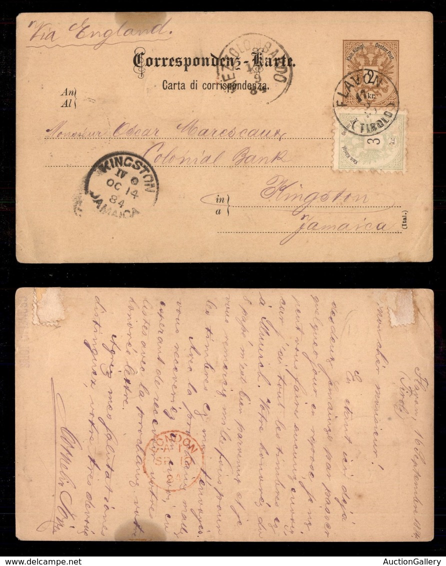 ANTICHI STATI - TERRITORI ITALIANI D’AUSTRIA - Flavon (Tirolo) - Cartolina Postale Da 2 Kreuzer Con Complementare (45) P - Altri & Non Classificati