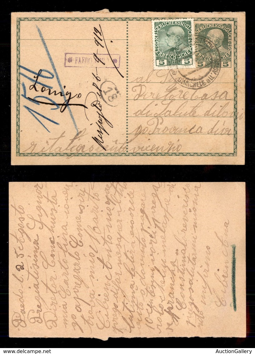 ANTICHI STATI - TERRITORI ITALIANI D’AUSTRIA - Faedo / Tir. (P.ti 9) - Cartolina Postale Per Lonigo Del 25.8.12 - Other & Unclassified