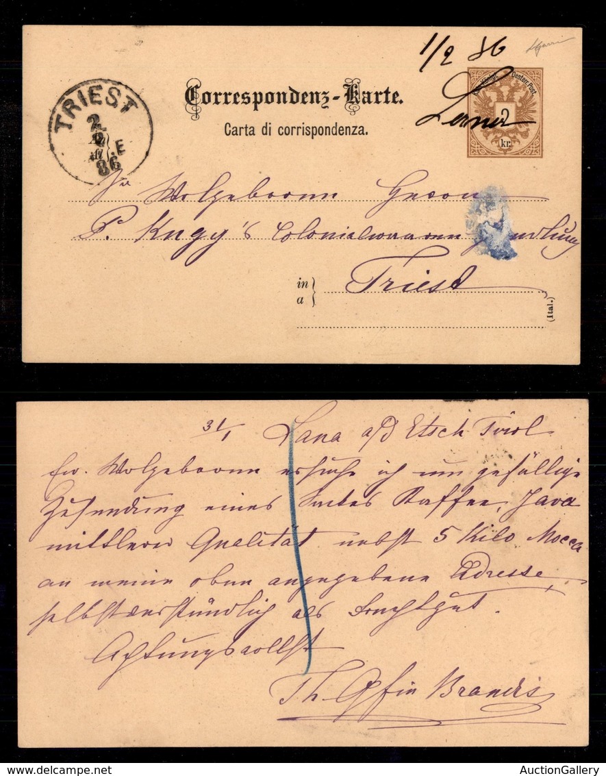 ANTICHI STATI - TERRITORI ITALIANI D’AUSTRIA - Lana 1/2.86 Manoscritto Annullatore - Cartolina Postale Per Trieste - Autres & Non Classés