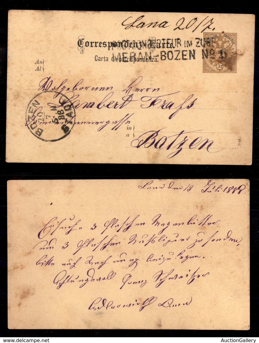 ANTICHI STATI - TERRITORI ITALIANI D’AUSTRIA - Lana 20/7 (manoscritto) + Postconducteur Im Zuge Meran Bozen N.8 - Cartol - Other & Unclassified