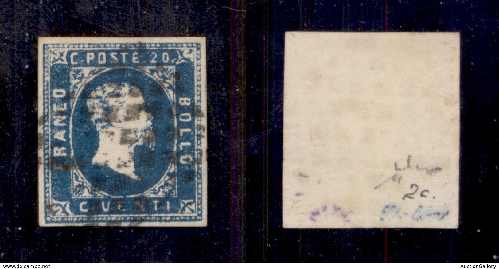 ANTICHI STATI - SARDEGNA - 1851 - 20 Cent (2) Usato - Chiavarello (550) - Sonstige & Ohne Zuordnung