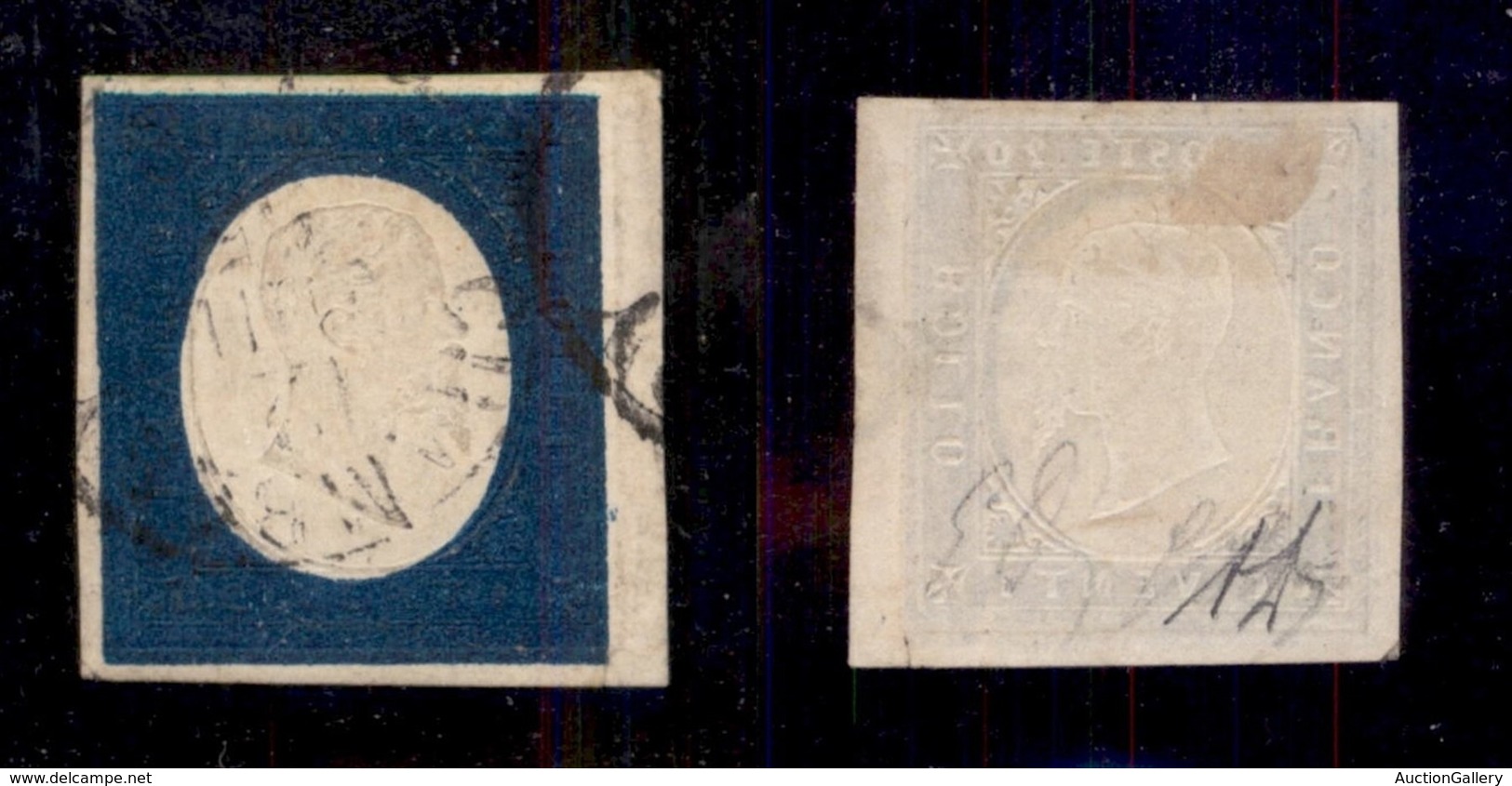 ANTICHI STATI - SARDEGNA - 1854 - 20 Cent Indaco (8c) Usato - Diena (400) - Autres & Non Classés