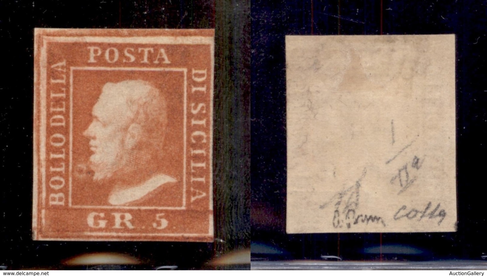 ANTICHI STATI - SICILIA - 1859 - 5 Grana (11-pos. 1) - Gomma Originale - Diena + Cert. Colla (1.250) - Andere & Zonder Classificatie