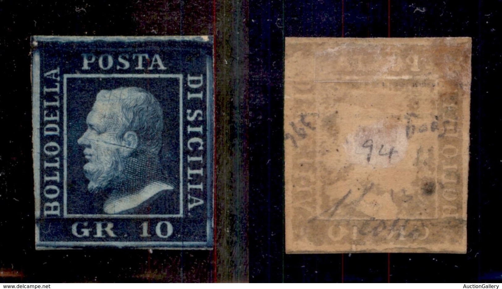 ANTICHI STATI - SICILIA - 1859 - 10 Grana (12-pos. 94) - Gomma Originale - Diena + Cert. Colla (1.800) - Sonstige & Ohne Zuordnung