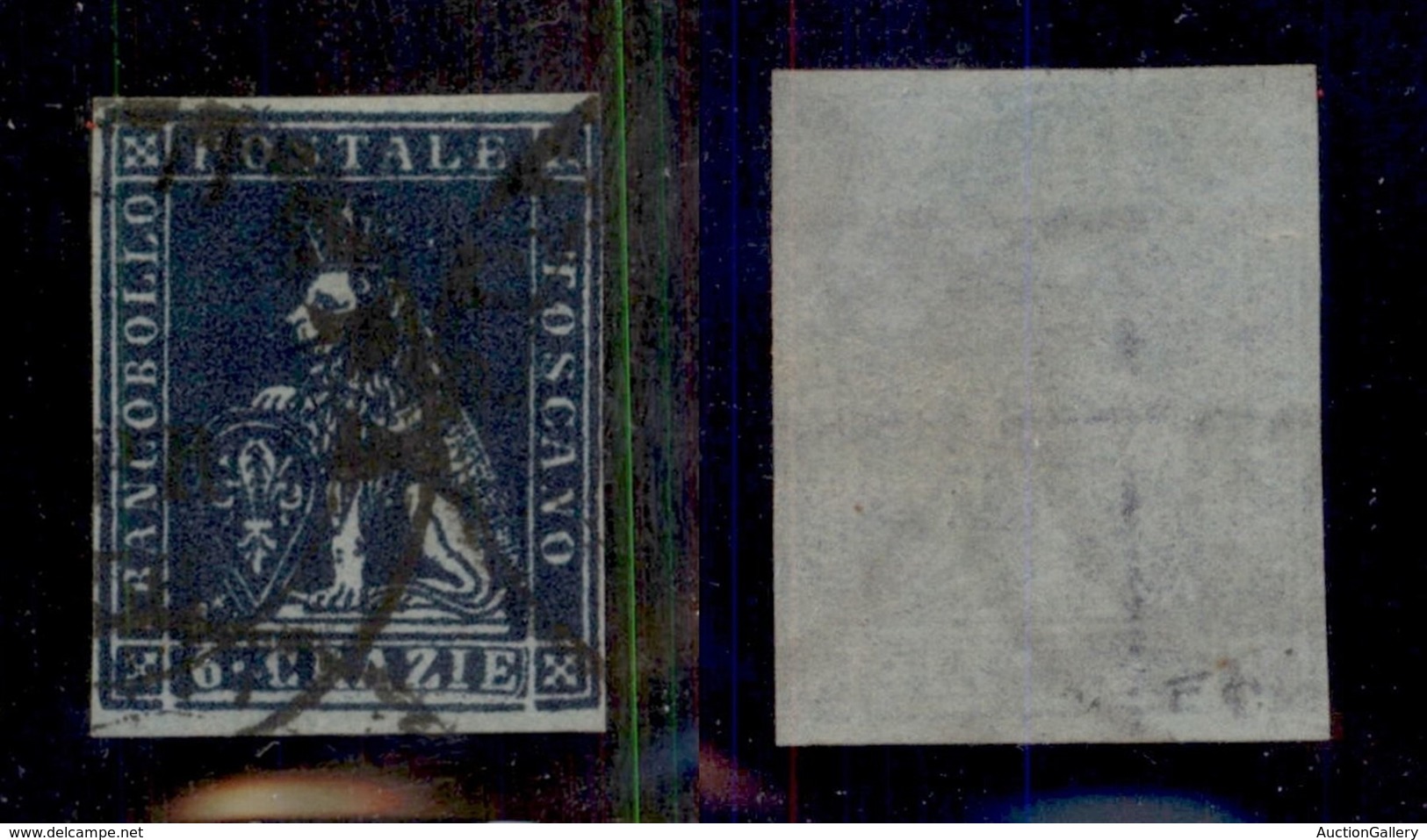 ANTICHI STATI - TOSCANA - 1851 - 6 Crazie (7b-carta Azzurra) - Perfetto A Destra (750) - Autres & Non Classés