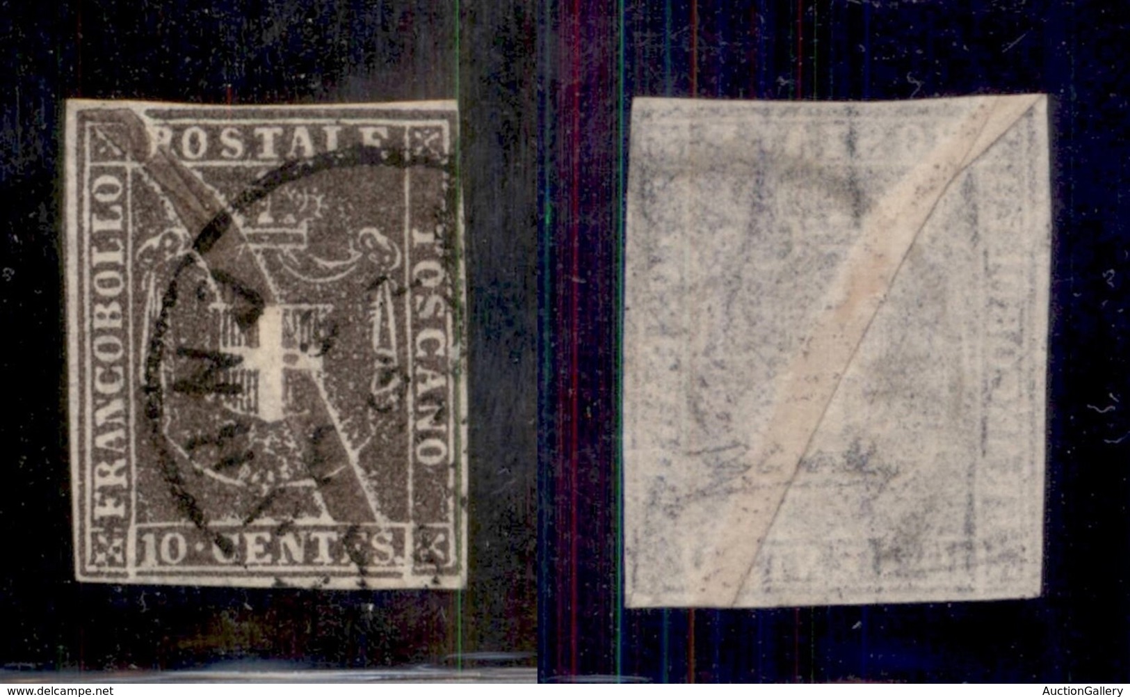 ANTICHI STATI - TOSCANA - 1860 - 10 Cent (19) Usato - Piega Naturale Di Carta Diagonale Al Centro - Insieme Probabilment - Autres & Non Classés