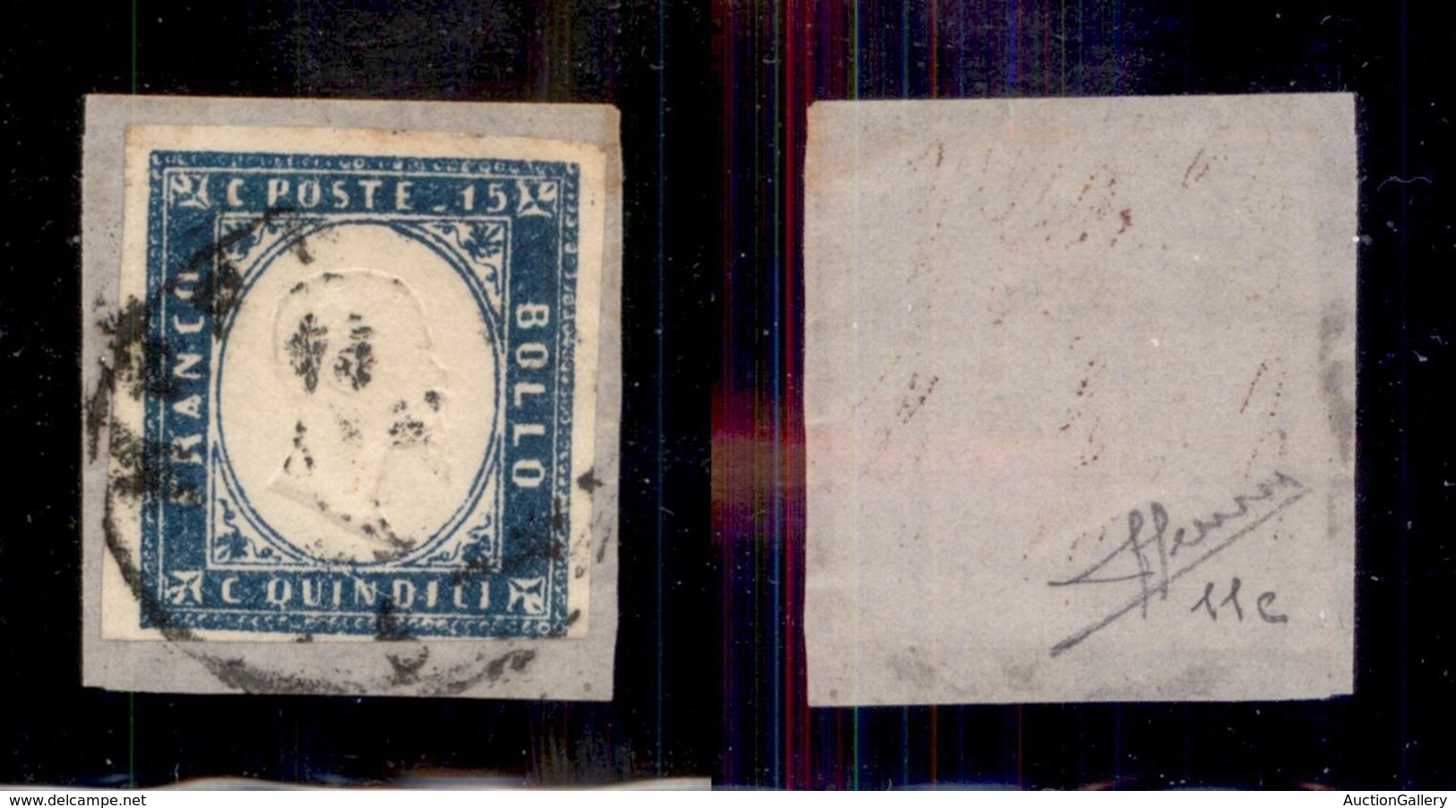 REGNO D'ITALIA - REGNO - 1863 - 15 Cent (11e-azzurro Grigio) Perfetto In Basso Su Frammento Da Messina - Sorani (3.000) - Sonstige & Ohne Zuordnung