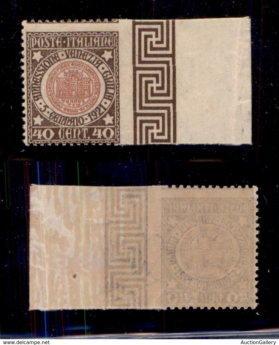 REGNO D'ITALIA - REGNO - 1921- 40 Cent Venezia Giulia (115e) Bordo Foglio - Non Dentellato A Destra - Gomma Integra (570 - Other & Unclassified