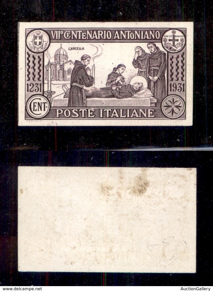 REGNO D'ITALIA - REGNO - 1931 - Saggio Di Incisione - 75 Cent S. Antonio (tipo 296) - Ornato Al Posto Del Valore - Senza - Autres & Non Classés